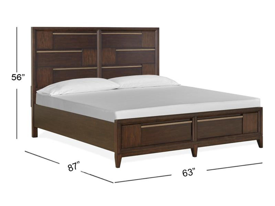 Magnussen Furniture Modern Geometry California King Panel Storage Bed in French Roast