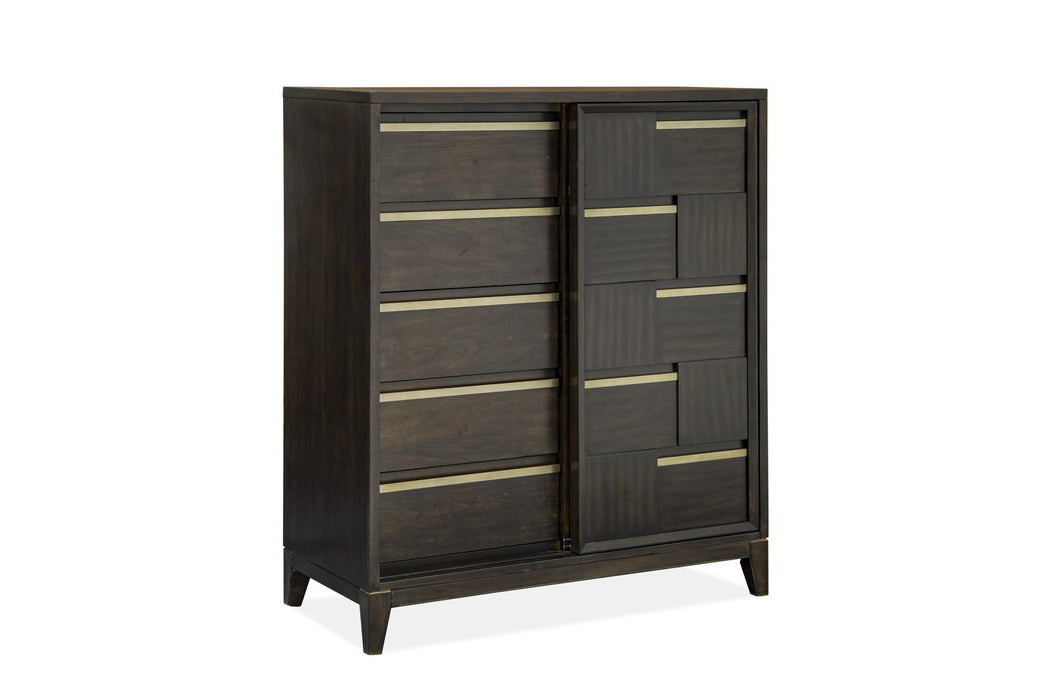 Magnussen Furniture Modern Geometry Sliding Door Chest in French Roast