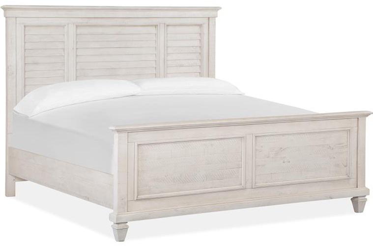 Magnussen Furniture Newport Cal King Shutter Panel Bed in Alabaster