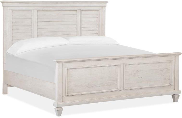 Magnussen Furniture Newport King Shutter Panel Bed in Alabaster