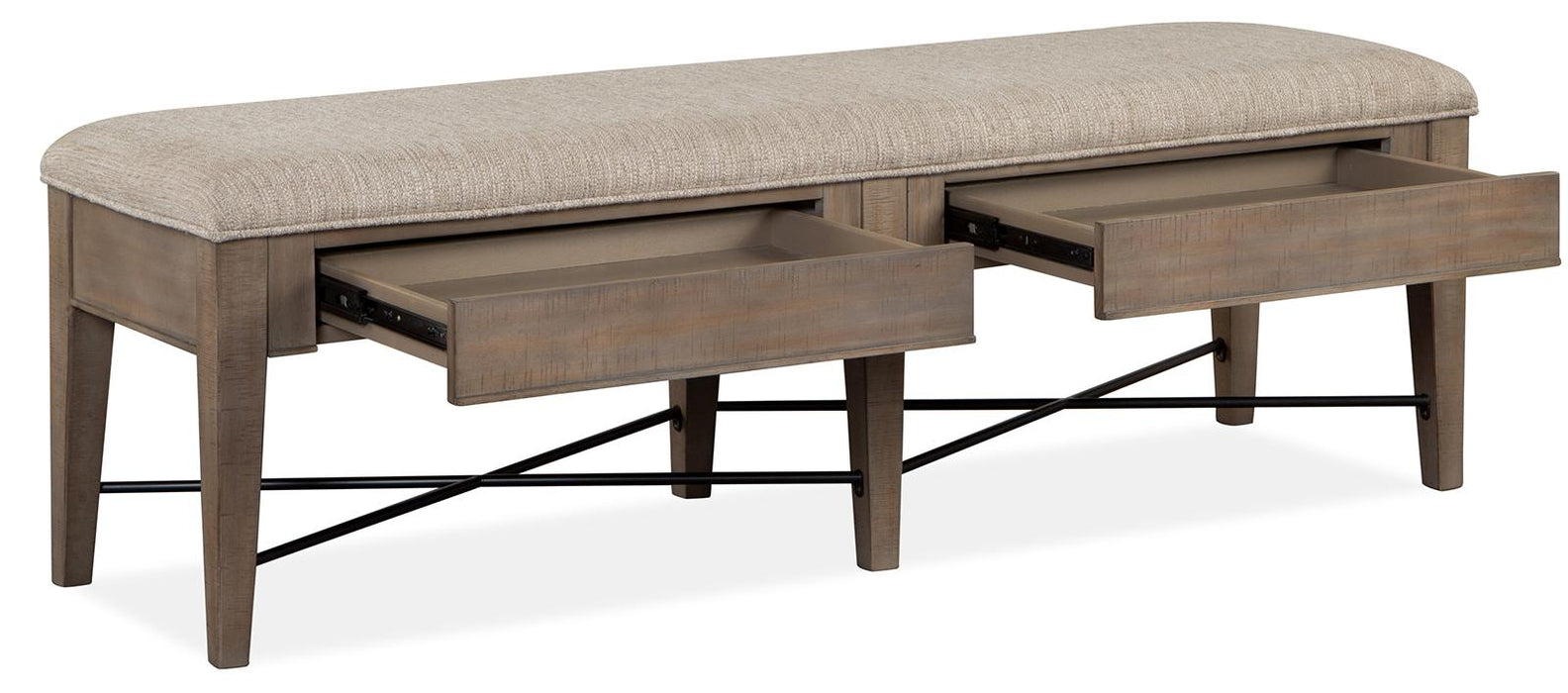 Magnussen Furniture Paxton Place Bench w/ Upholstered Seat in Dovetail Grey