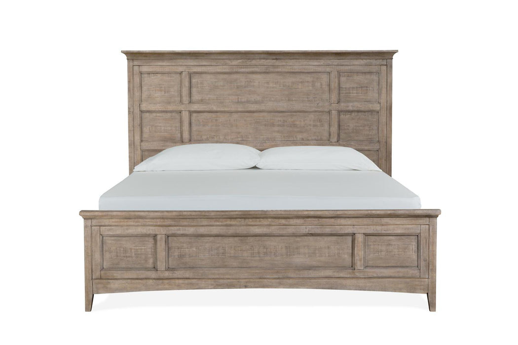 Magnussen Furniture Paxton Place California King Panel Bed with Storage Rails in Dovetail Grey