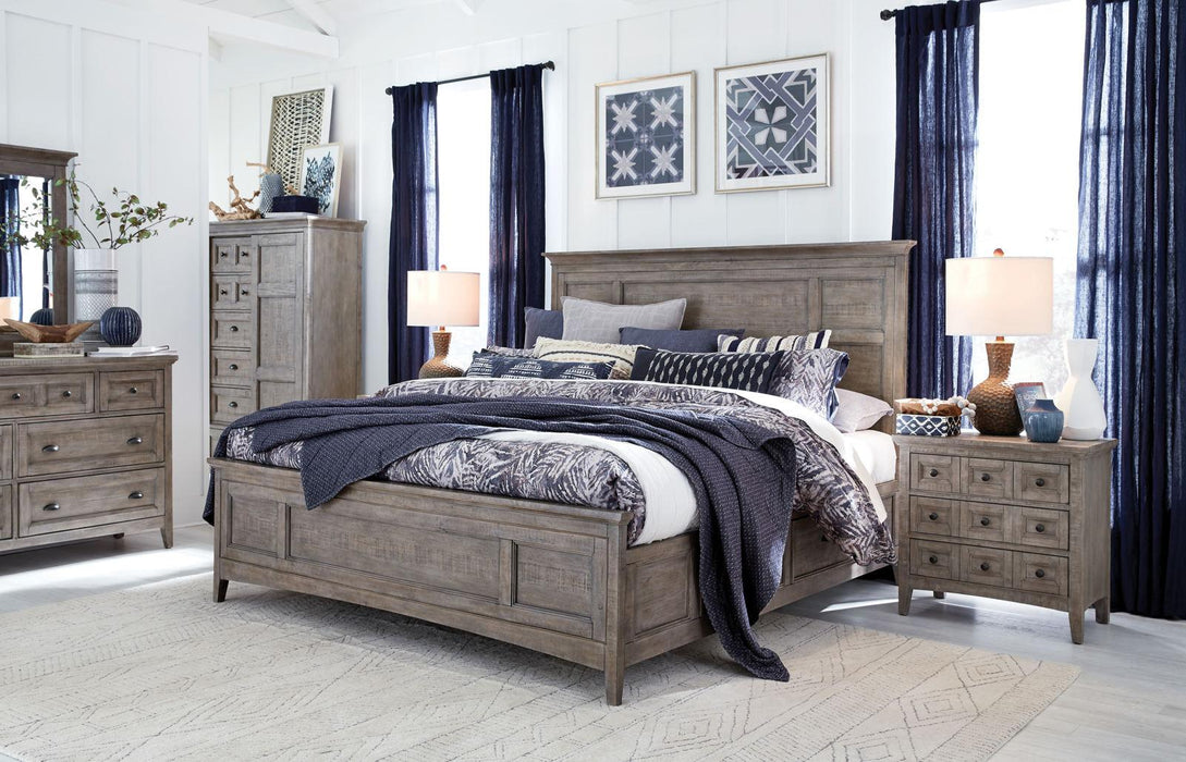 Magnussen Furniture Paxton Place California King Panel Bed with Storage Rails in Dovetail Grey