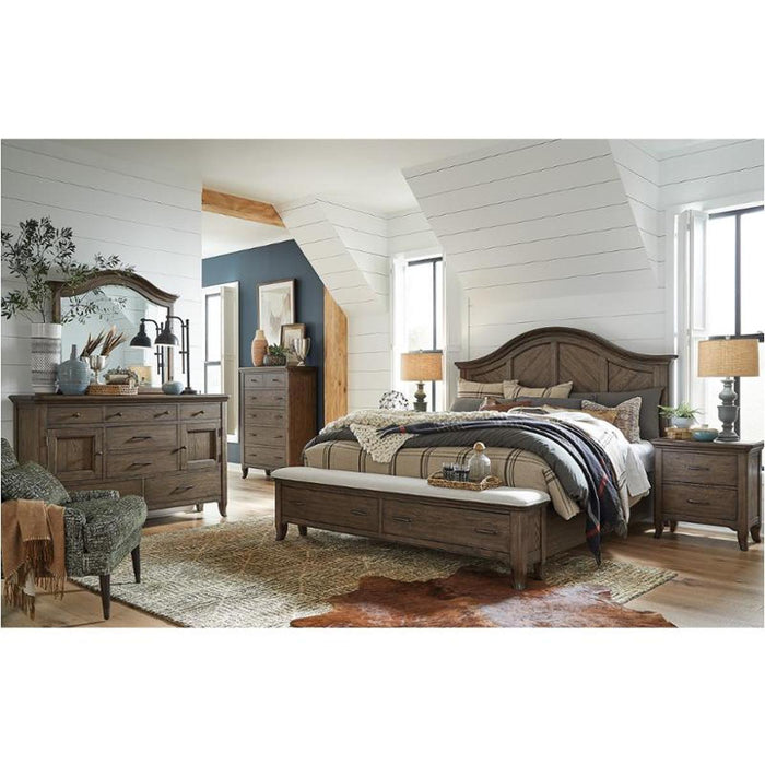 Magnussen Furniture Roxbury Manor California King Panel Storage Bed in Homestead Brown