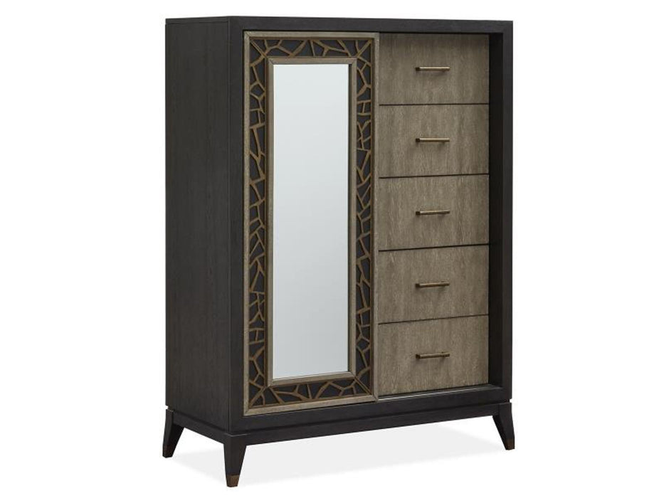 Magnussen Furniture Ryker Door Chest in Nocturn Black/Coventry Grey