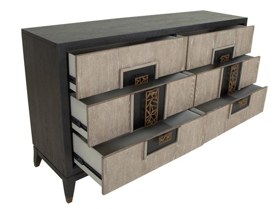 Magnussen Furniture Ryker Double Drawer Dresser in Nocturn Black/Coventry Grey