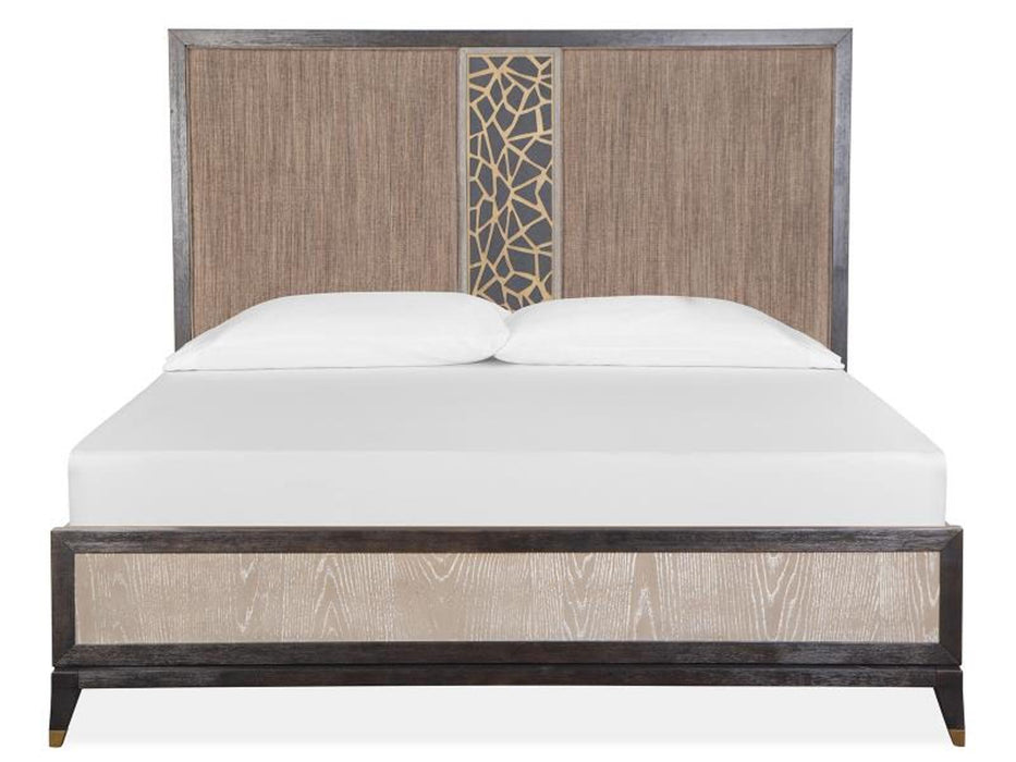 Magnussen Furniture Ryker King Upholstered Panel Bed in Nocturn Black/Coventry Grey