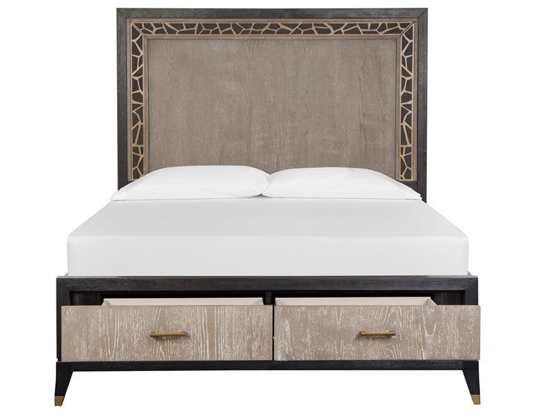 Magnussen Furniture Ryker Queen Panel Storage Bed in Nocturn Black/Coventry Grey