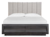 Magnussen Furniture Wentworth Village California King Upholstered Bed with Storage Footboard in Sandblasted Oxford Black image