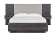 Magnussen Furniture Wentworth Village California King Wall Upholstered Bed with Storage Footboard in Sandblasted Oxford Black image