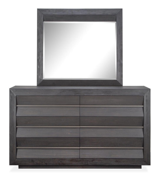 Magnussen Furniture Wentworth Village Landscape Mirror in Sandblasted Oxford Black