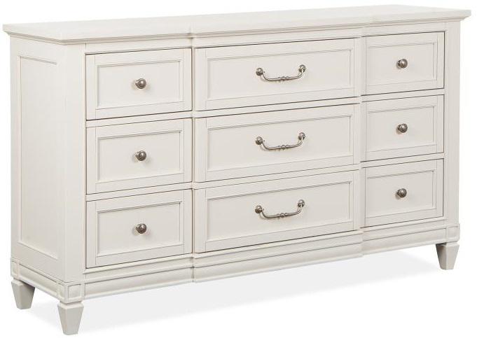 Magnussen Furniture Willowbrook 9 Drawer Dresser in Egg Shell White