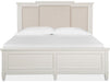 Magnussen Furniture Willowbrook King Panel Bed with Upholstered Headboard in Egg Shell White image