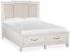 Magnussen Furniture Willowbrook Queen Storage Bed with Upholstered Headboard in Egg Shell White image