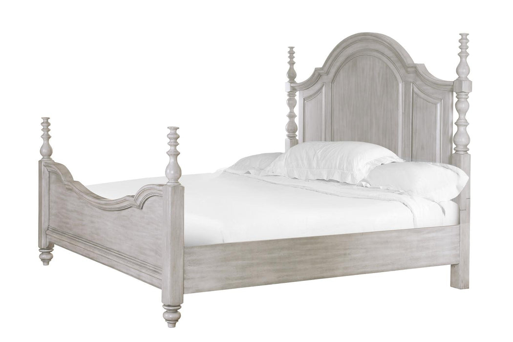 Magnussen Furniture Windsor Lane California King Poster Bed in Weathered White