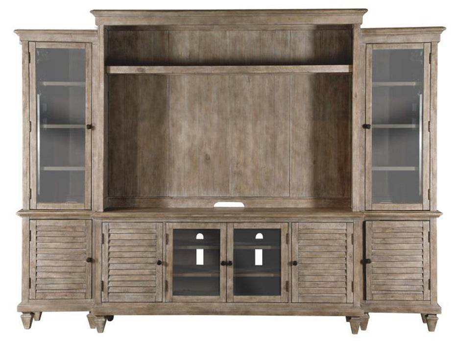 Magnussen Lancaster TV Console with Hutch in Dove Tail Grey