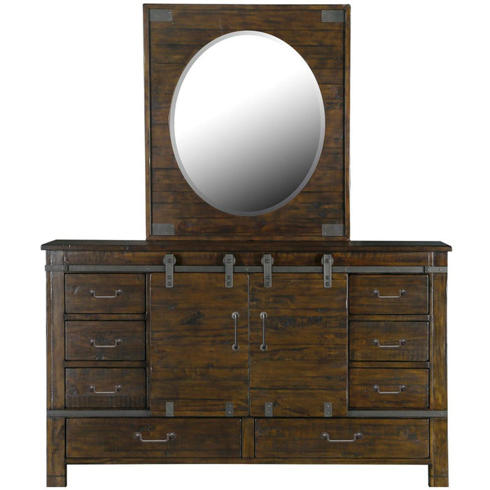 Magnussen Pine Hill Portrait Oval Mirror in Rustic Pine